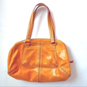 MICHAEL Michael Kors Studded Yellow Orange Marigold Satchel Bag Purse
